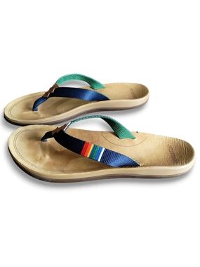 Pendleton Crater Lake Flip Flop Sandals Navy Print Size 10